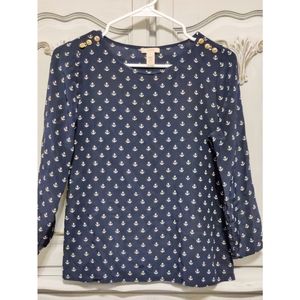 J. Crew 100% Silk Anchor Blouse Top 4 Scoop neck